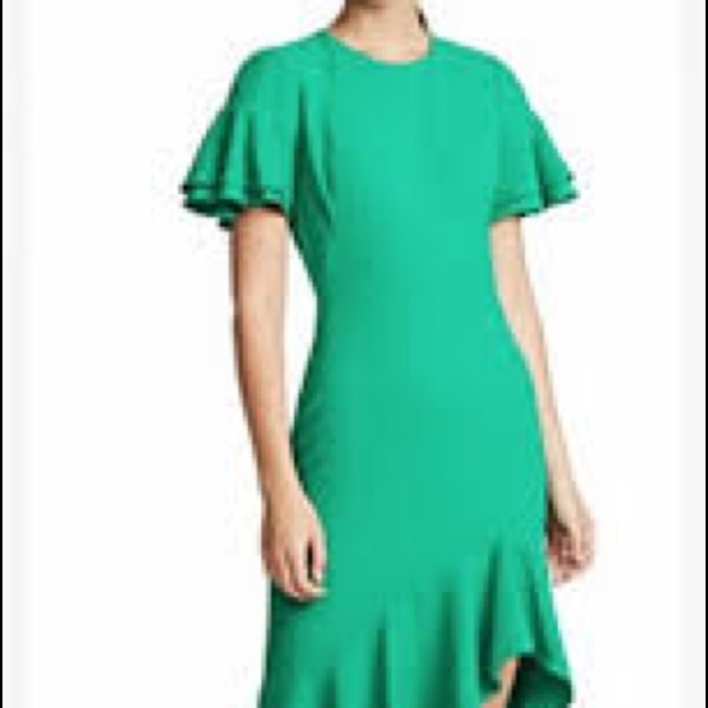 NWT Black Halo Ruiz Asymmetric Ruffled Crepe Dress